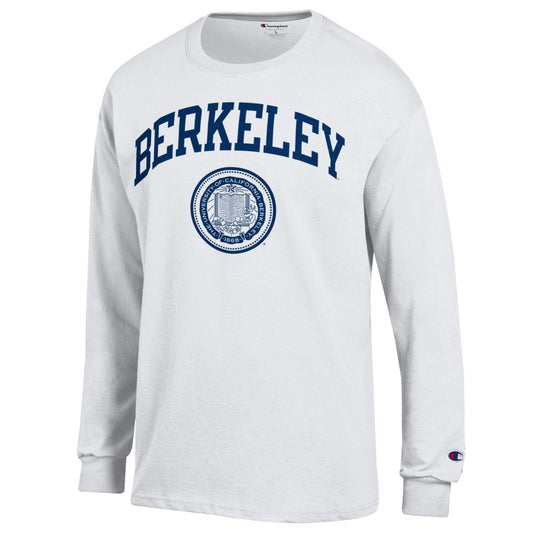 U.C. Berkeley Arch & Seal Long Sleeve Champion T-Shirt-White-Shop College Wear