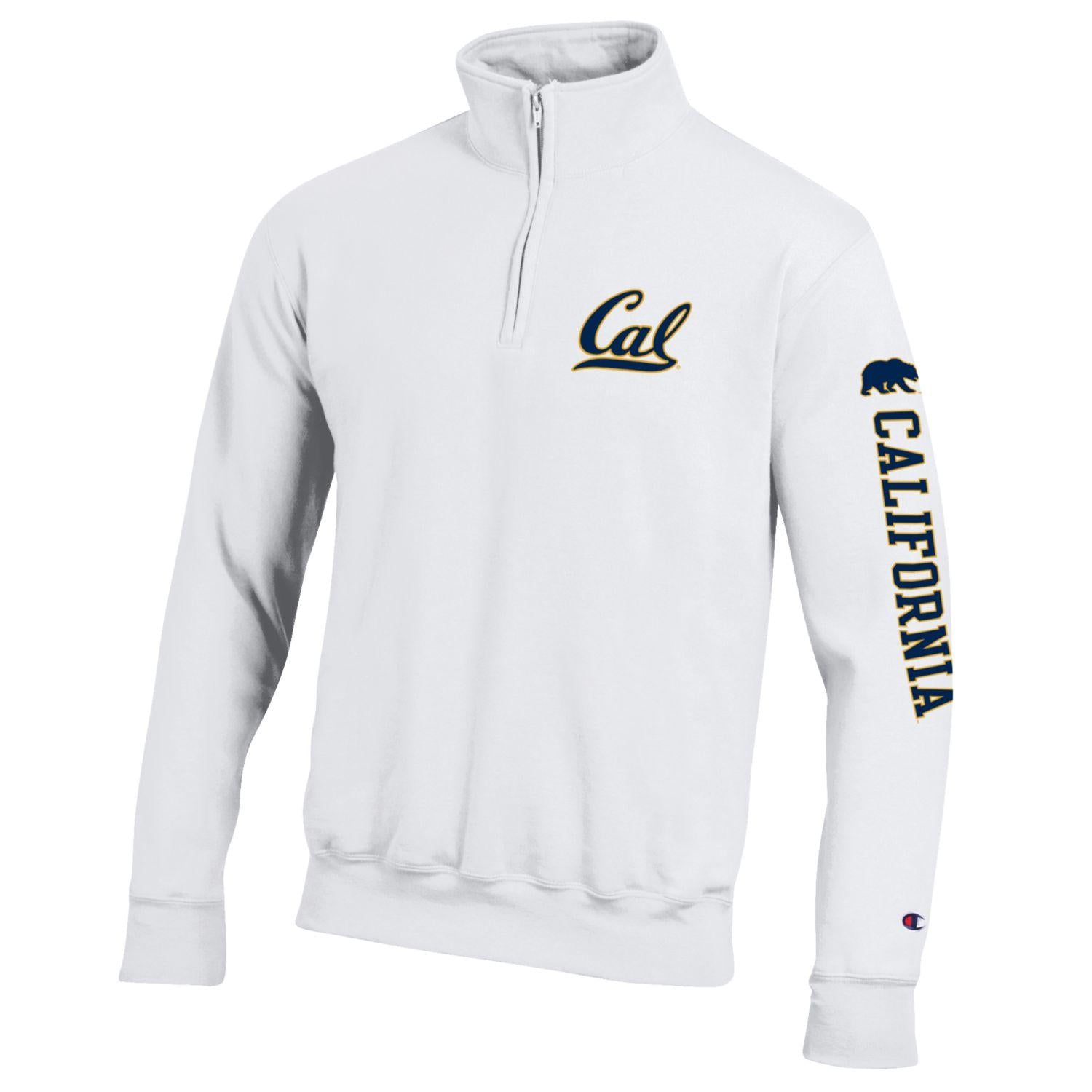 U.C. Berkeley Cal Champion 1/4" Zip sweatshirt-White-Shop College Wear