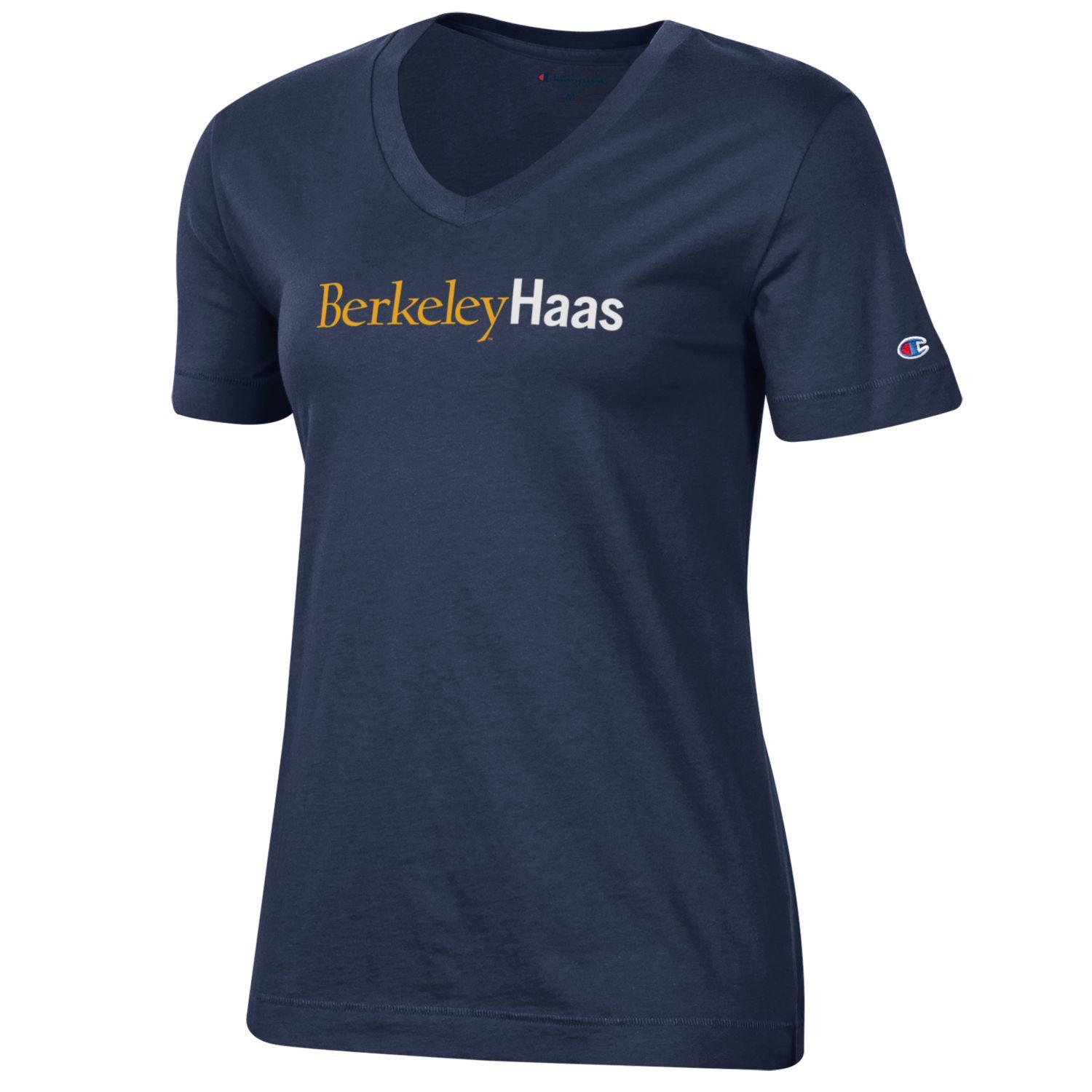 U.C. Berkeley HAAS business school women's V-Neck T-Shirt-Navy-Shop College Wear