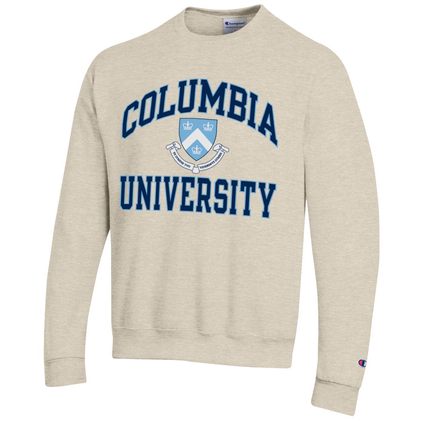 Columbia University arch & shield champion crew-neck sweatshirt-Oatmeal-Shop College Wear