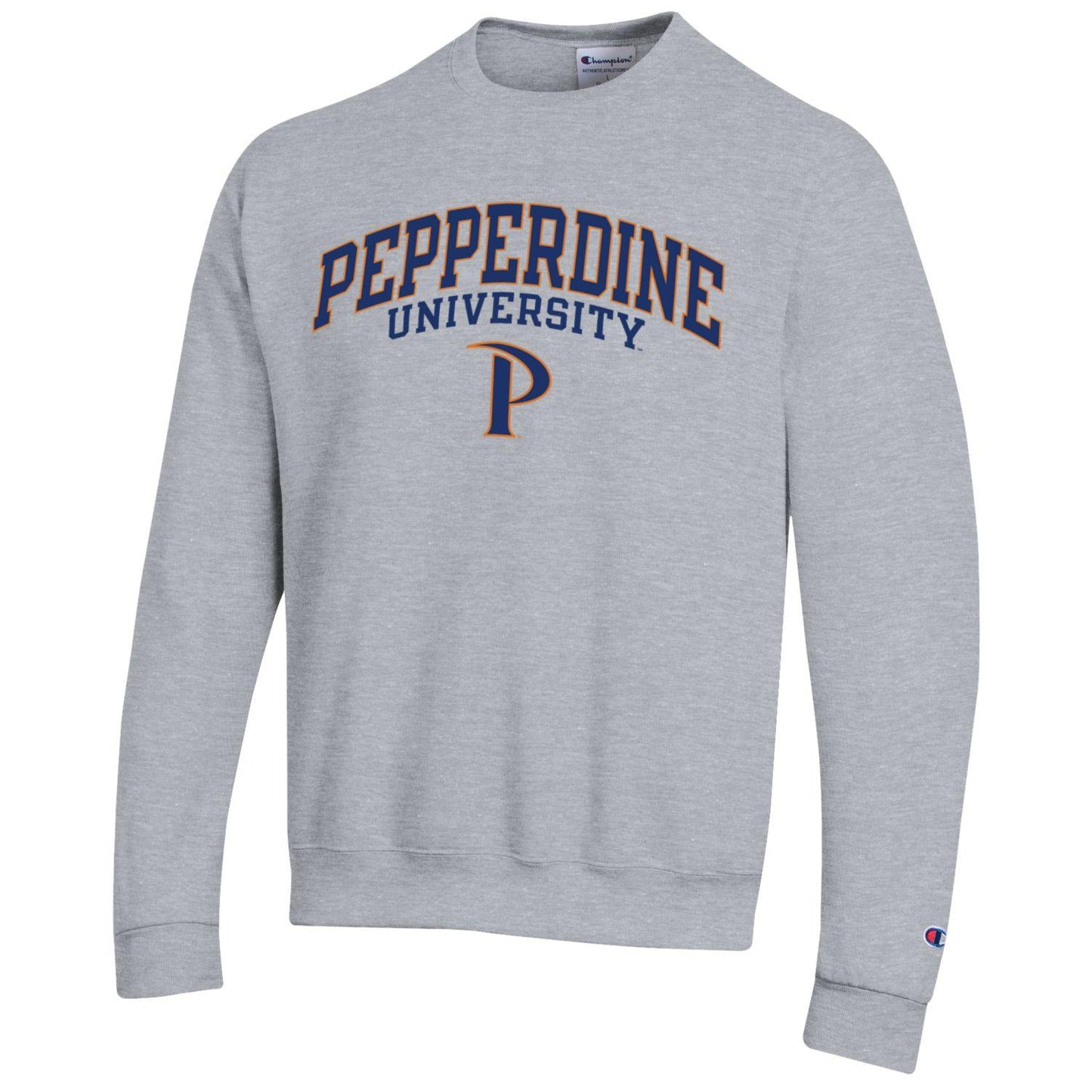 Pepperdine University double arch & P Champion crew neck sweatshirt-Gray-Shop College Wear