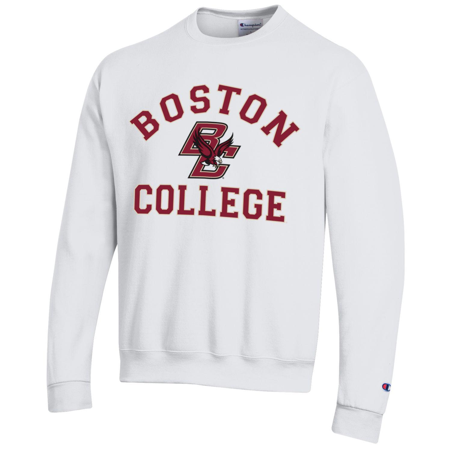 Boston College Champion Crew-Neck sweatshirt-White-Shop College Wear