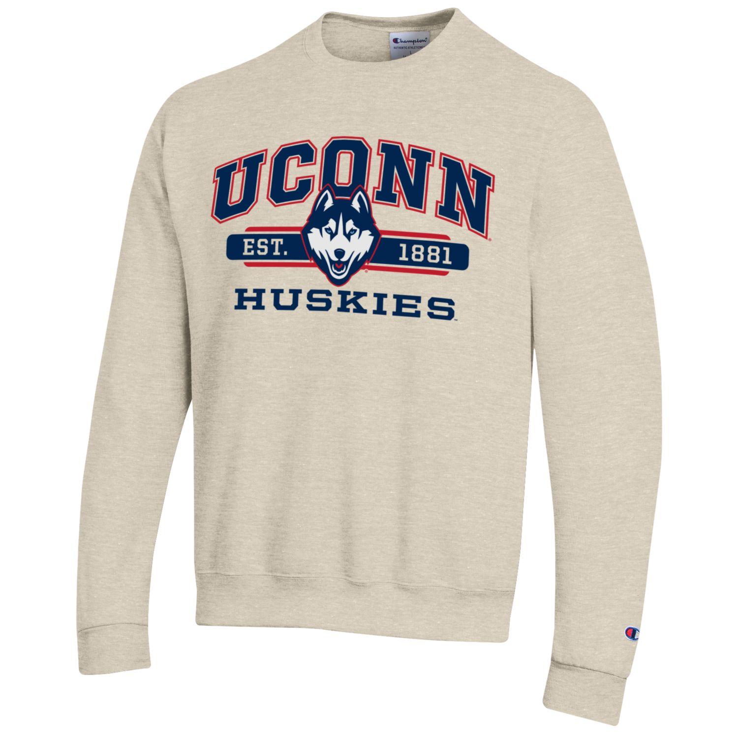 University Of Connecticut Uconn Huskies Champion sweatshirt-Oatmeal-Shop College Wear