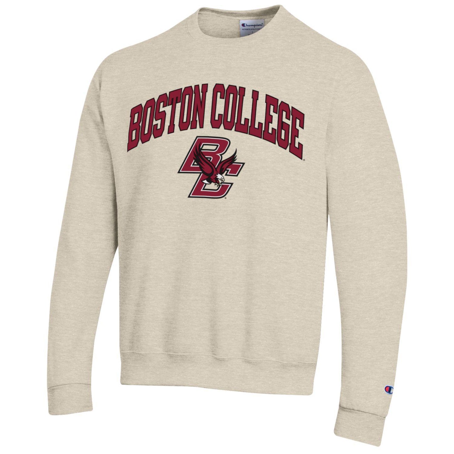 Boston College Eagles Champion crew-neck sweatshirt-Oatmeal-Shop College Wear