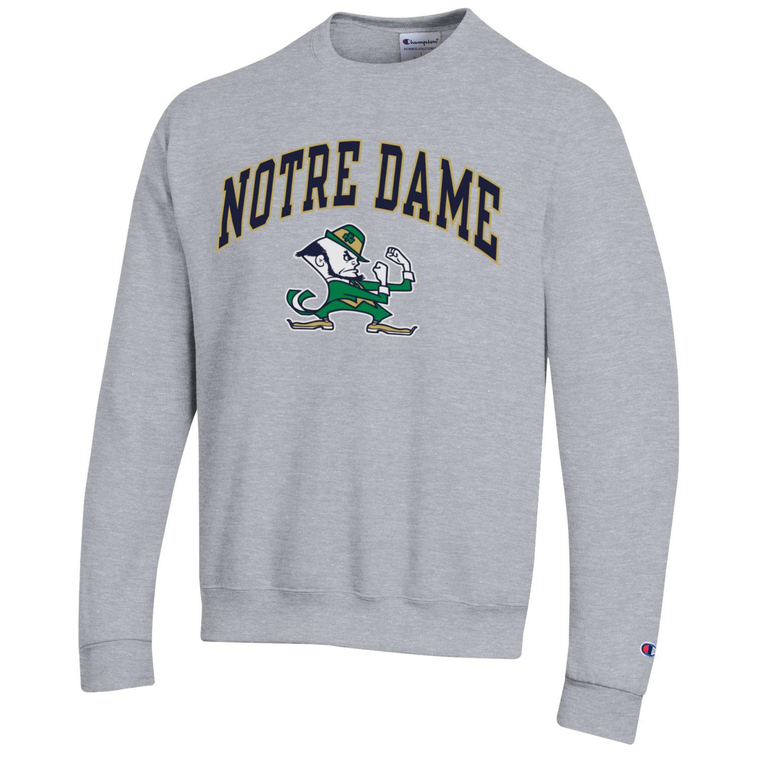 University of Notre Dame arch & Leperchaun crew neck sweatshirt-Gray-Shop College Wear