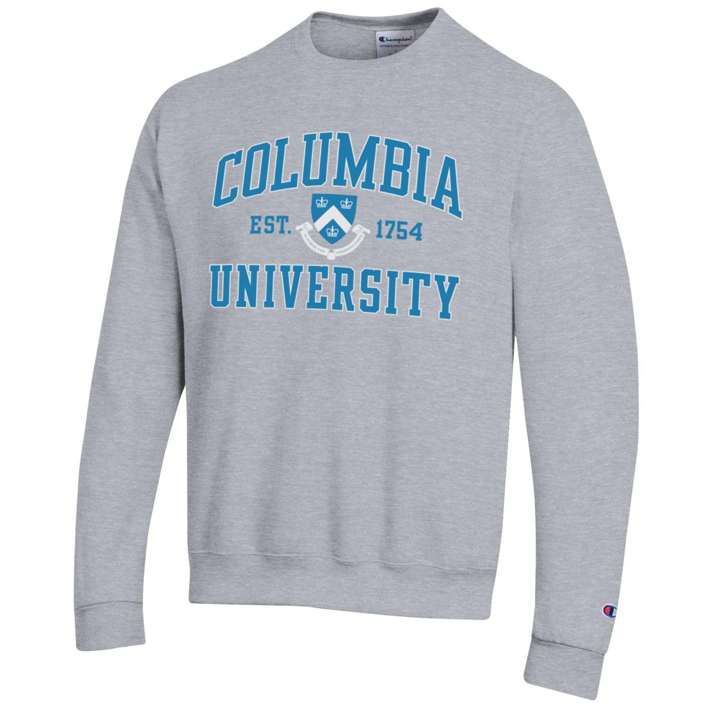 Columbia University arch & shield Champion crew neck sweatshirt-Gray-Shop College Wear