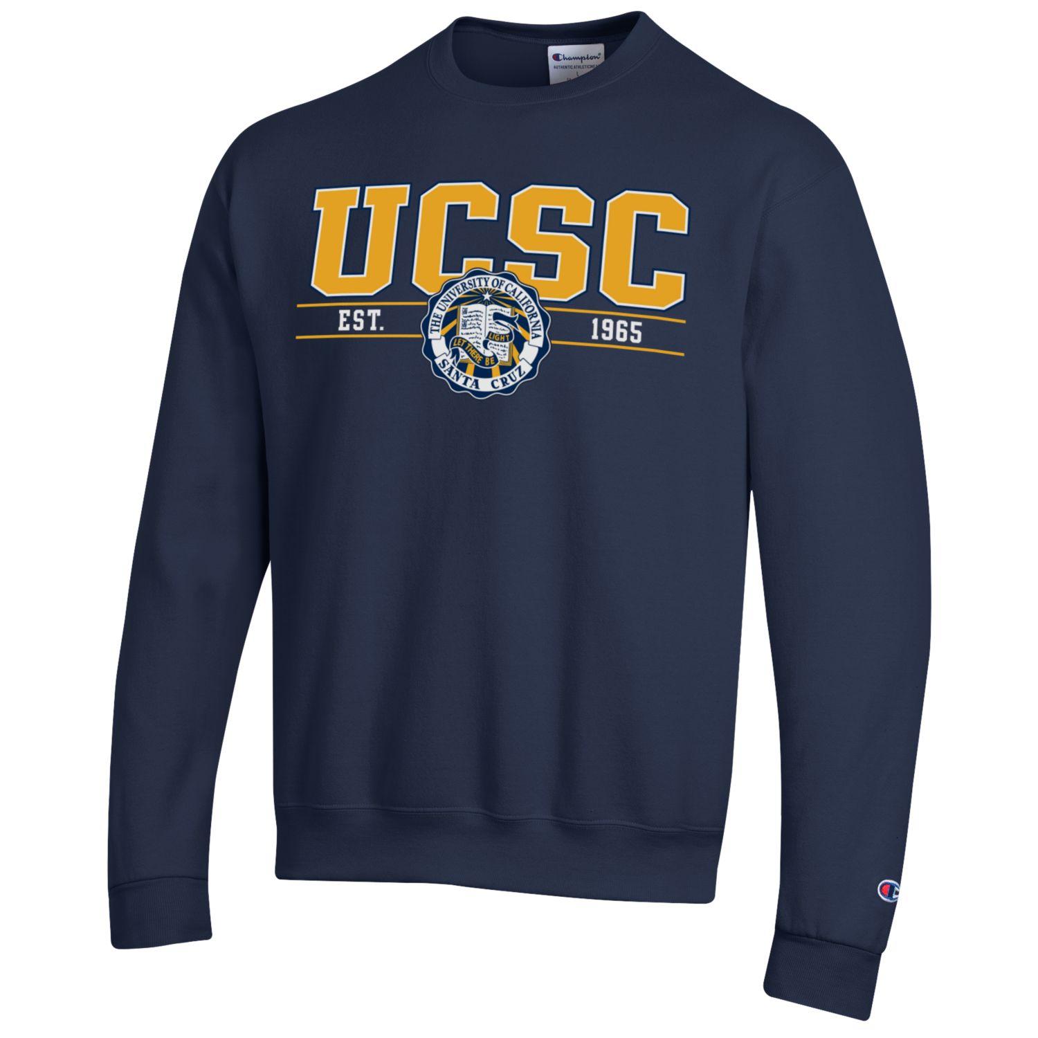 U.C. Santa Cruz lines and seal crew-neck sweatshirt-Navy-Shop College Wear