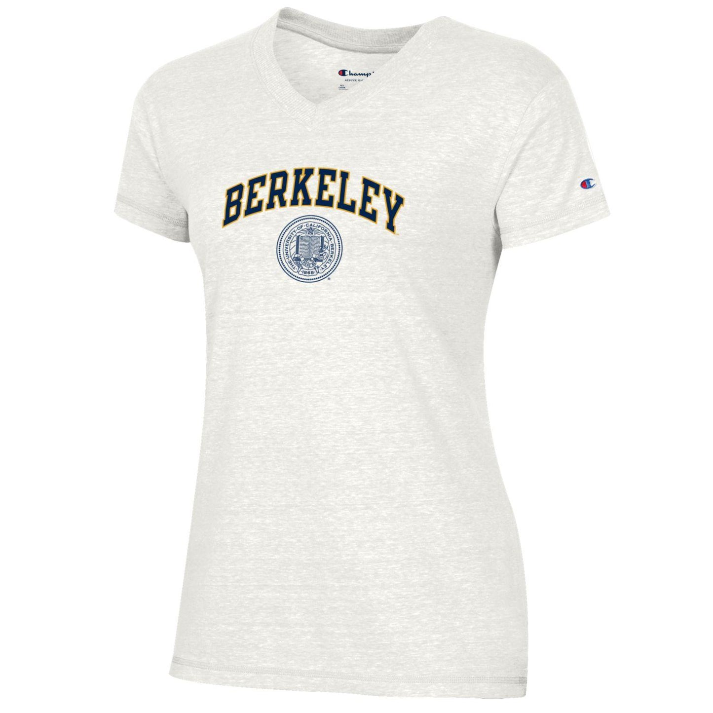 U.C. Berkeley arch & seal women's Triumph V-neck T-Shirt-Beige-Shop College Wear