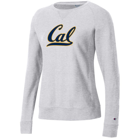 U.C. Berkeley Bold Cal reverse Weace women's crew-neck Champion sweatshirt-Silver-Shop College Wear