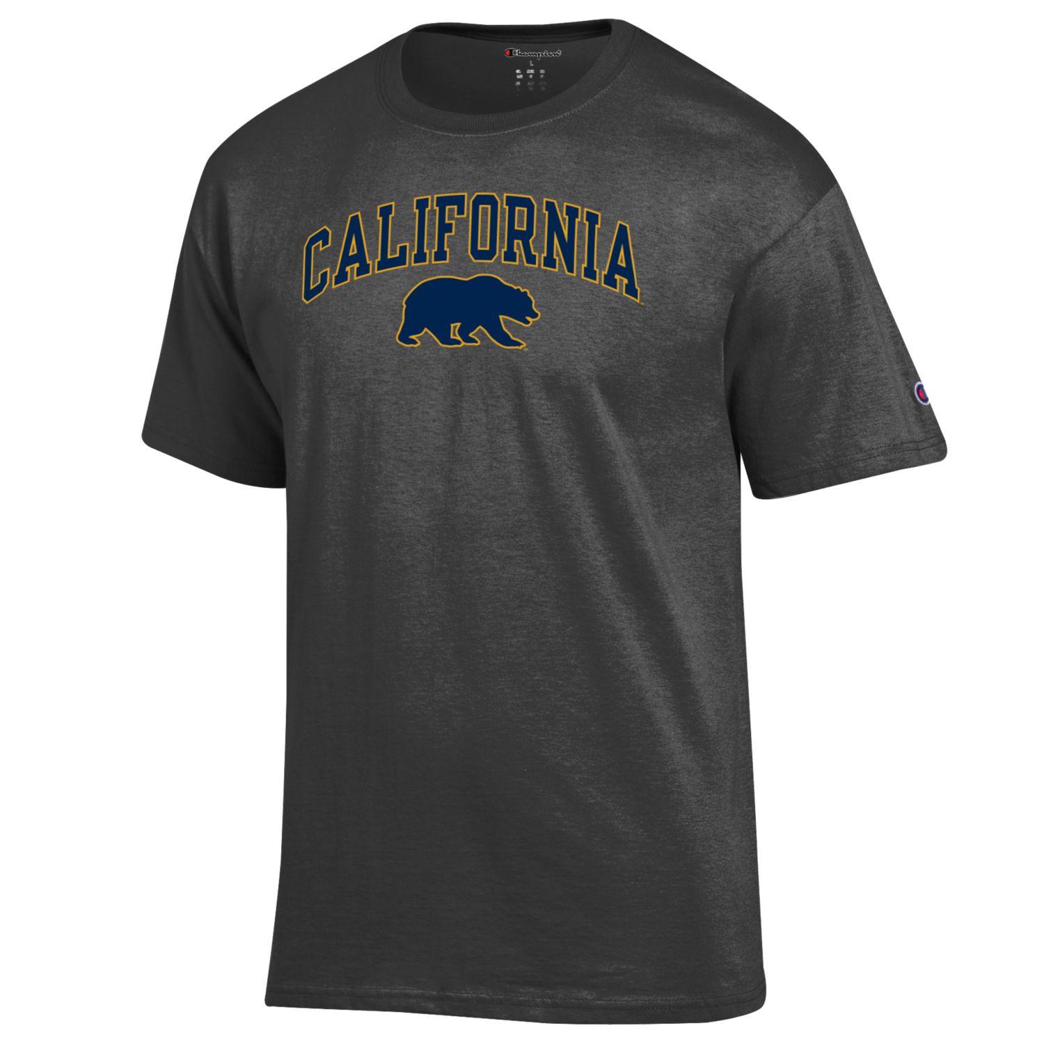 U.C. Berkeley California arch & Bear mascot men's Champion T-Shirt-Charcoal-Shop College Wear