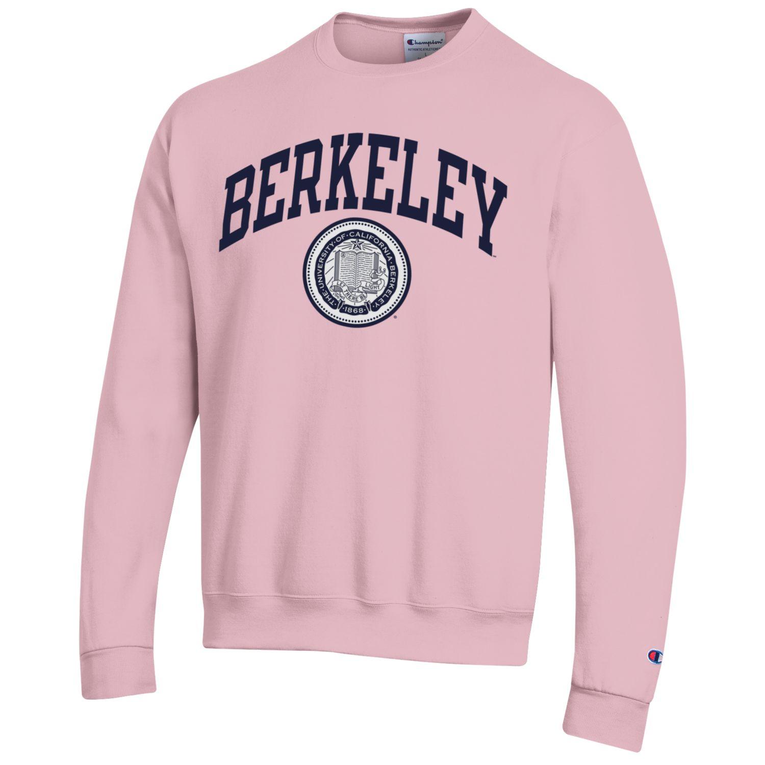 U.C. Berkeley arch & seal two color crew-neck sweatshirt-Pink-Shop College Wear