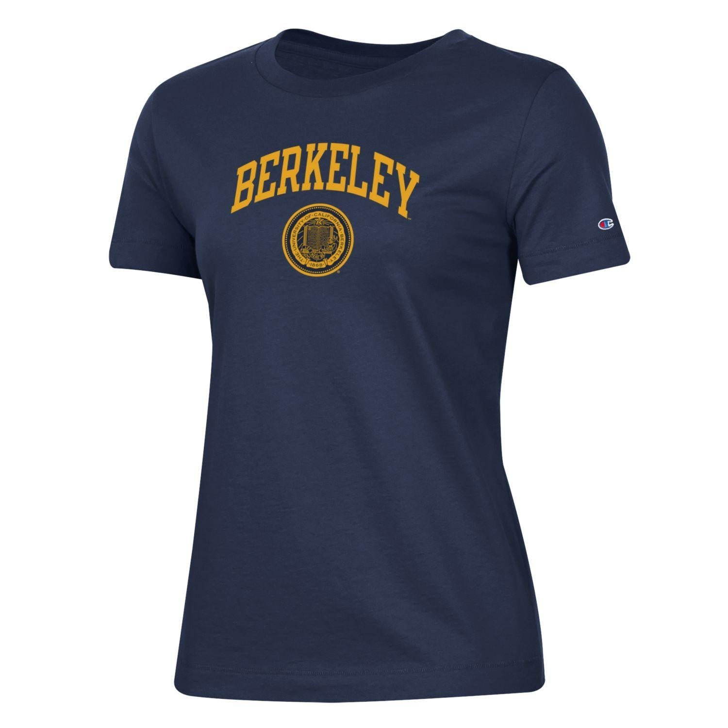 U.C. Berkeley arch & seal women's university crew-neck T-Shirt-Navy-Shop College Wear