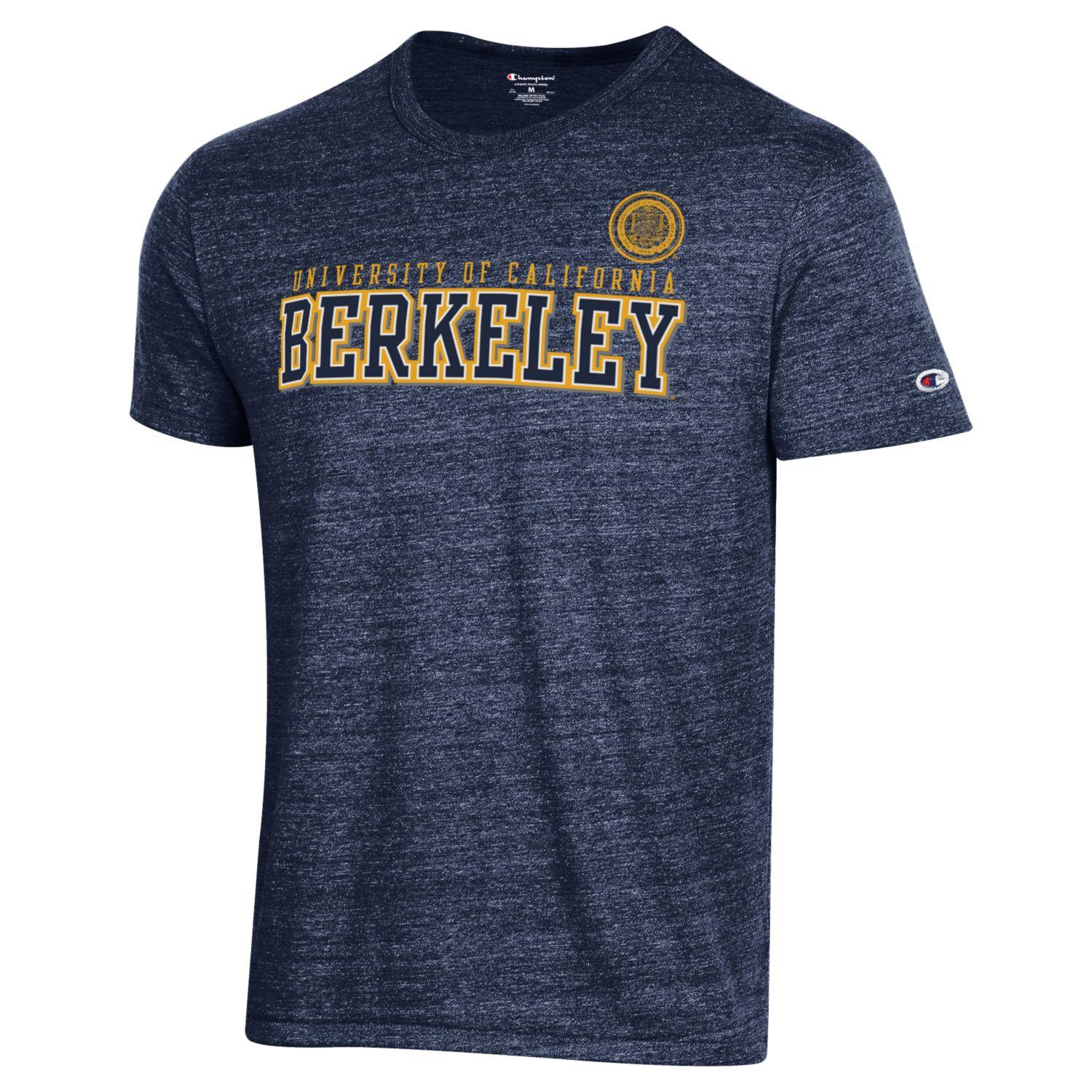 University of California Berkeley stacked and seal tri blend Champion T-Shirt-Navy-Shop College Wear