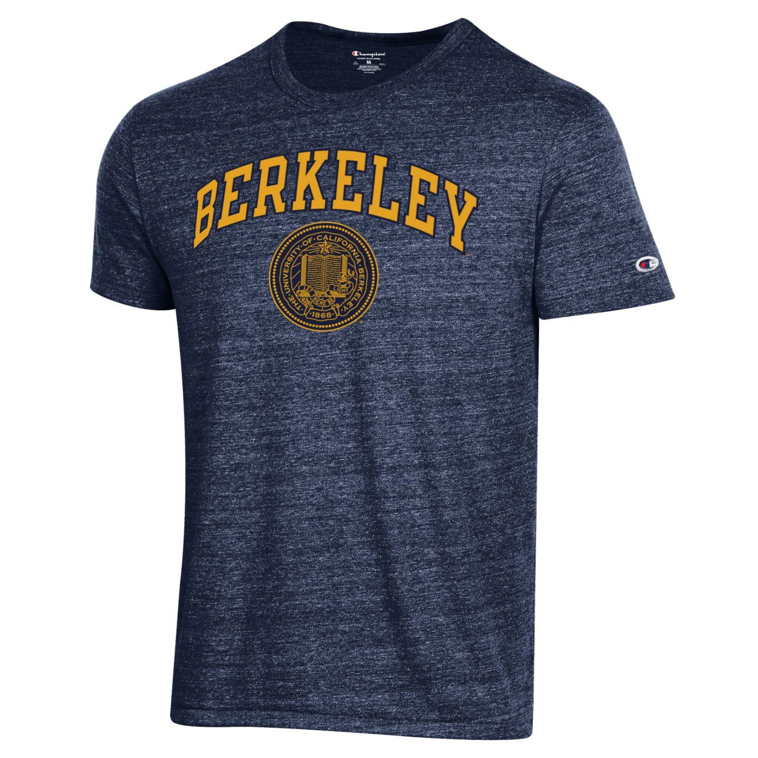 U.C. Berkeley two color arch and seal tri blend T-Shirt-Navy-Shop College Wear