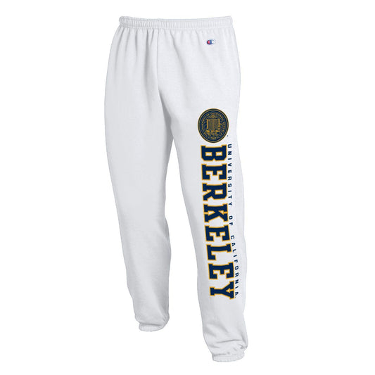 U.C. Berkeley Champion Men's banded bottom pants-White-Shop College Wear