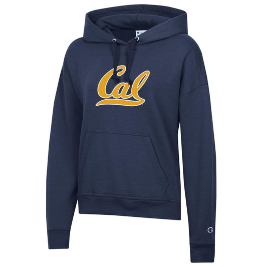 U.C. Berkeley bold Cal women's Champion fleece hoodie-Navy-Shop College Wear