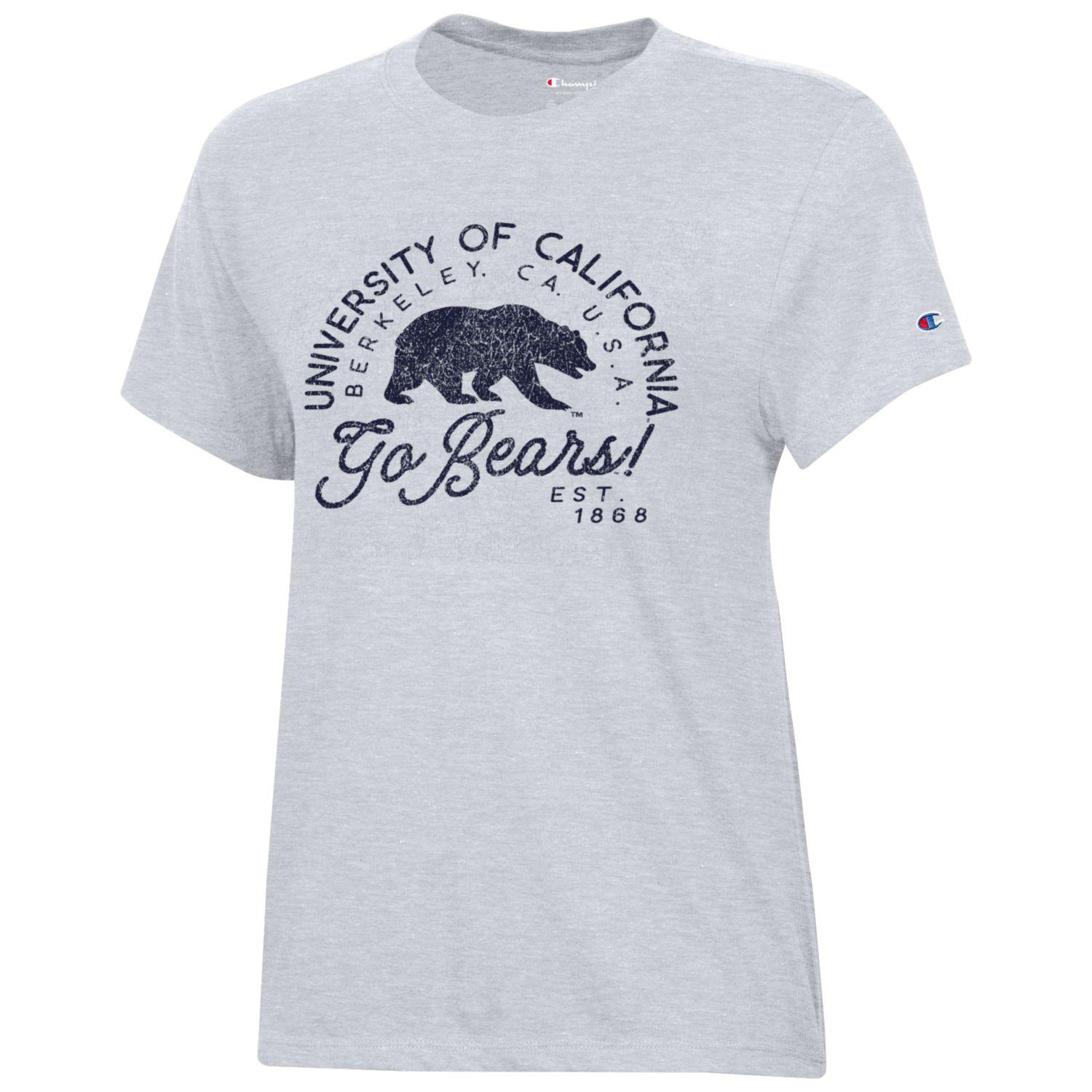 U.C. Berkeley California & Go Bears women's university crew-neck T-Shirt-Grey-Shop College Wear