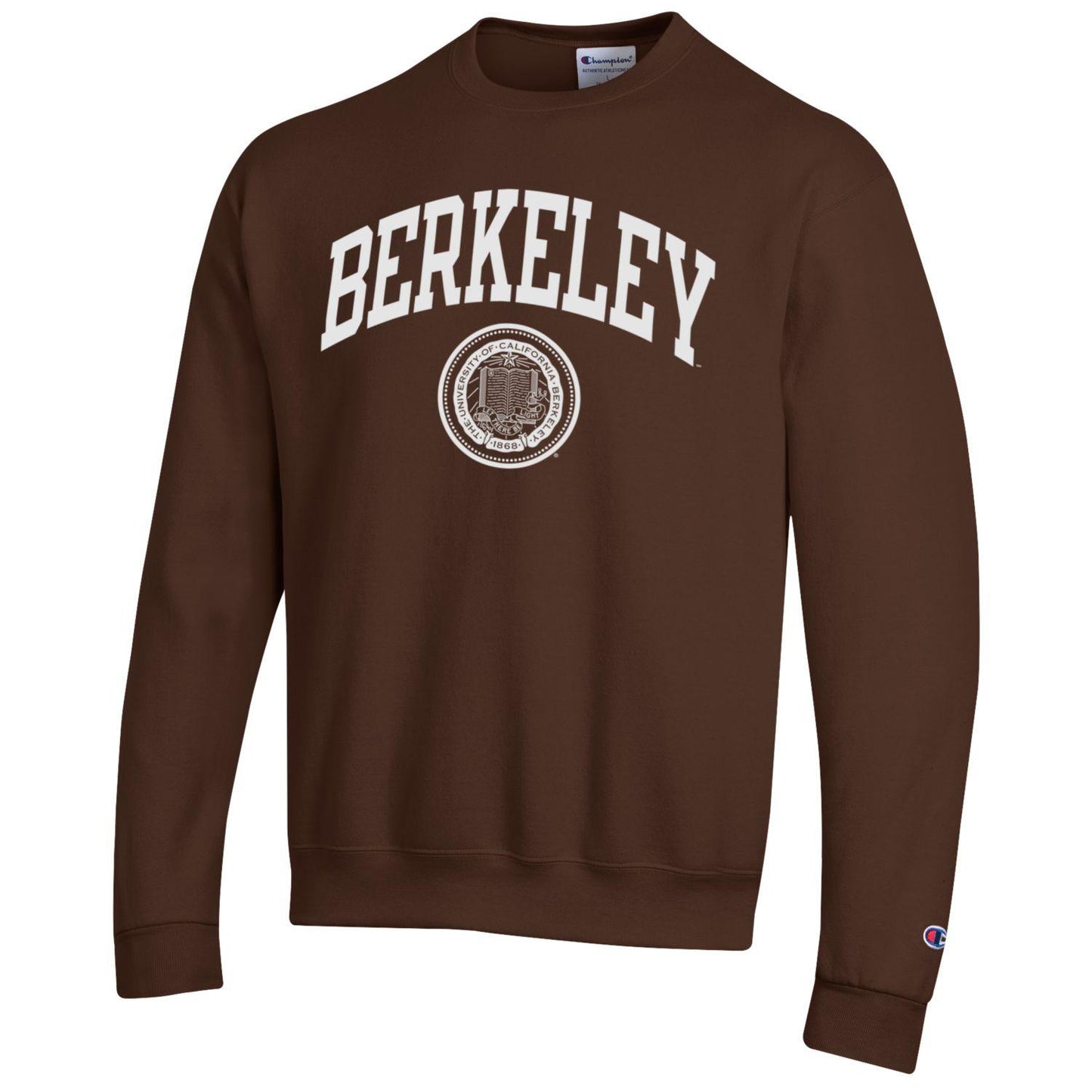 U.C. Berkeley Cal arch & seal Champion crew-neck sweatshirt-Brown-Shop College Wear