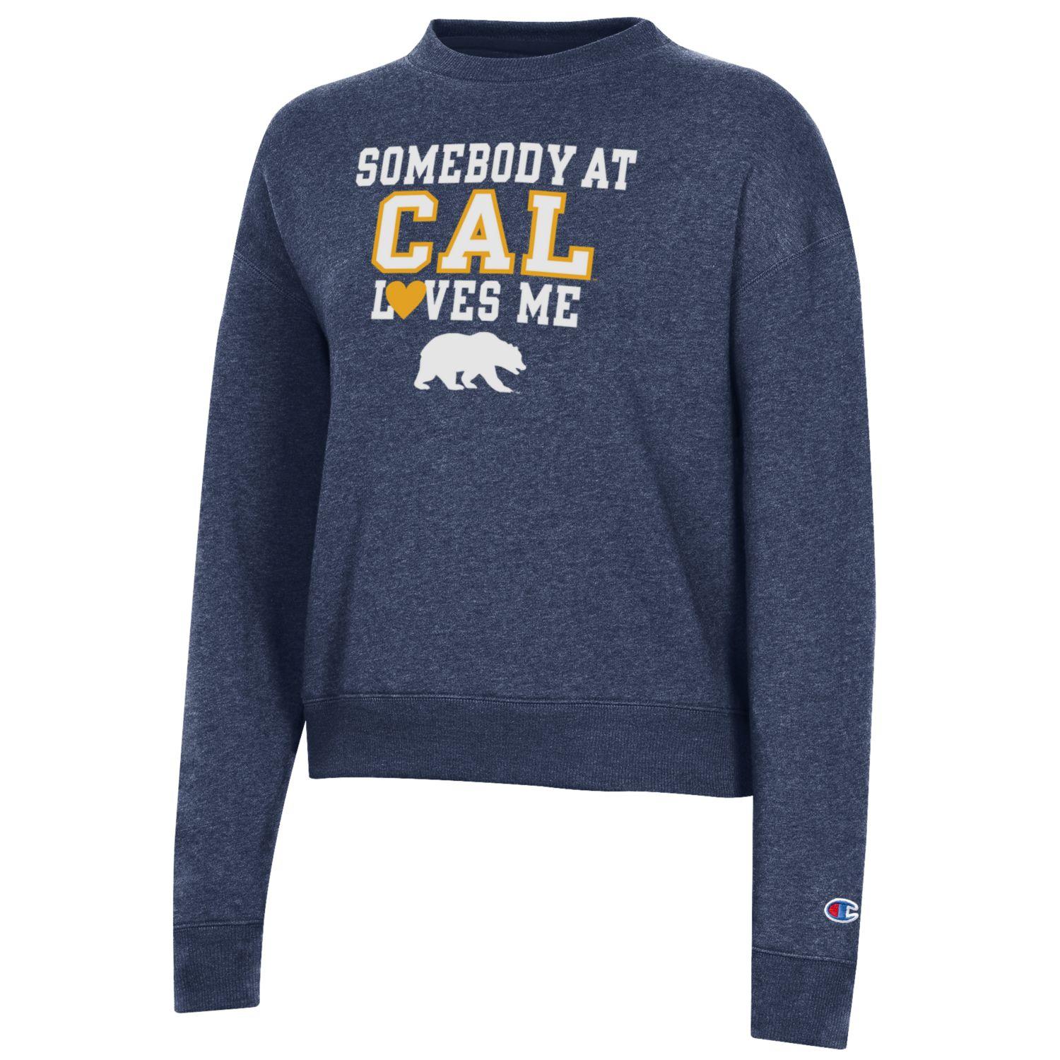 U.C. Berkeley Somebody at Cal loves me Champion Triumph crewneck sweatshirt-Navy-Shop College Wear