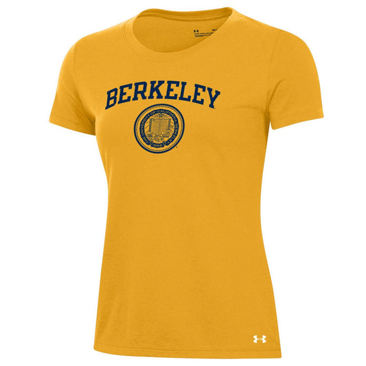 U.C. Berkeley arch & seal women's Under Armour performance cotton T-Shirt-Gold-Shop College Wear
