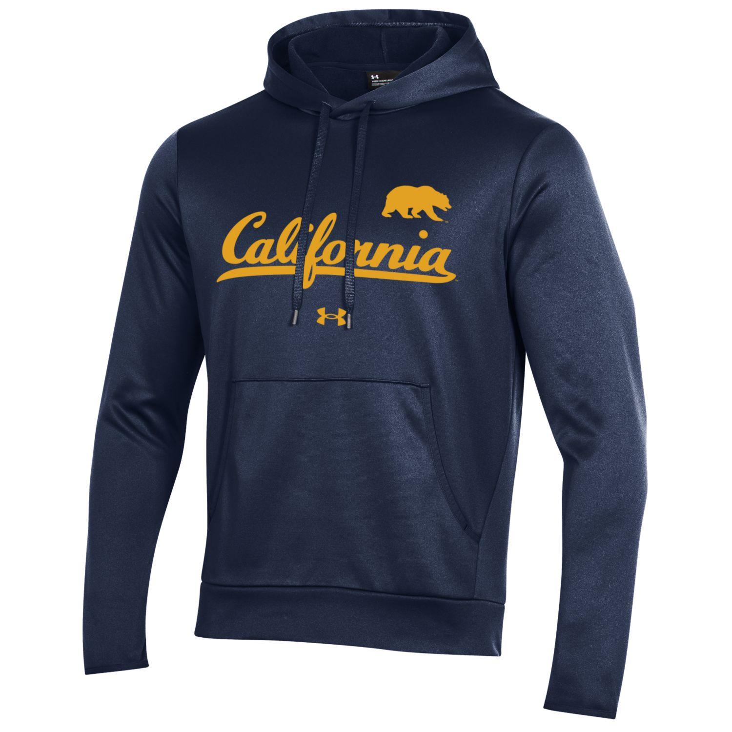 U.C. Berkeley California cursive & bear Under Armour men's hoodie sweatshirt-Navy-Shop College Wear